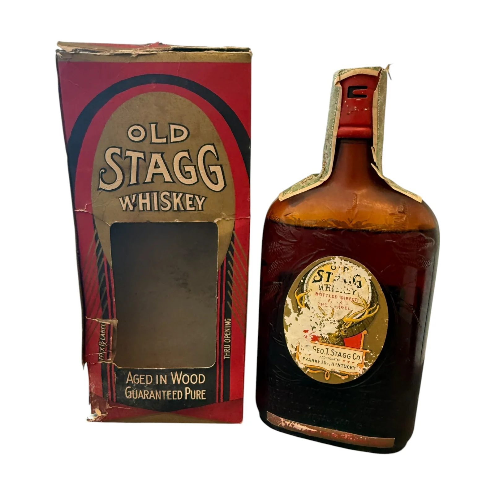 1916-1931 Old Stagg Medicinal Whiskey Pint w/ Original Box (Prohibition Era) — George T. Stagg