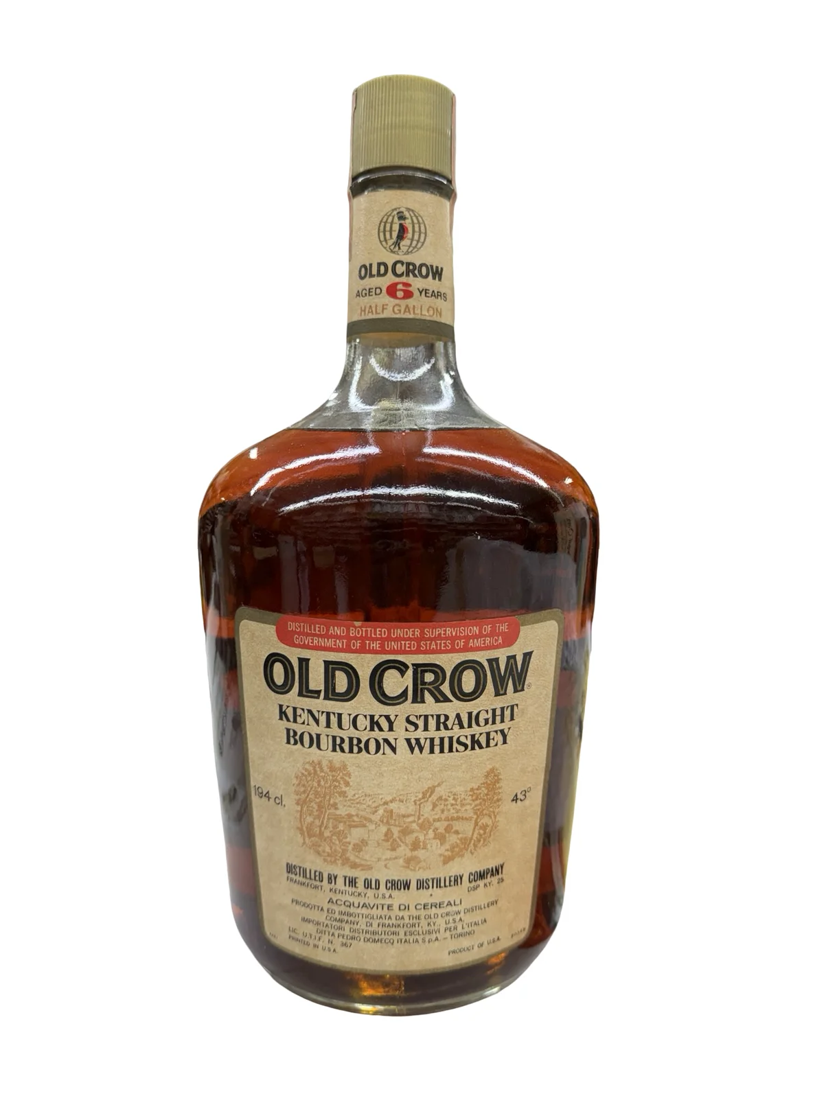 1974 Old Crow Kentucky Straight Bourbon Whiskey Half Gallon — Old Crow