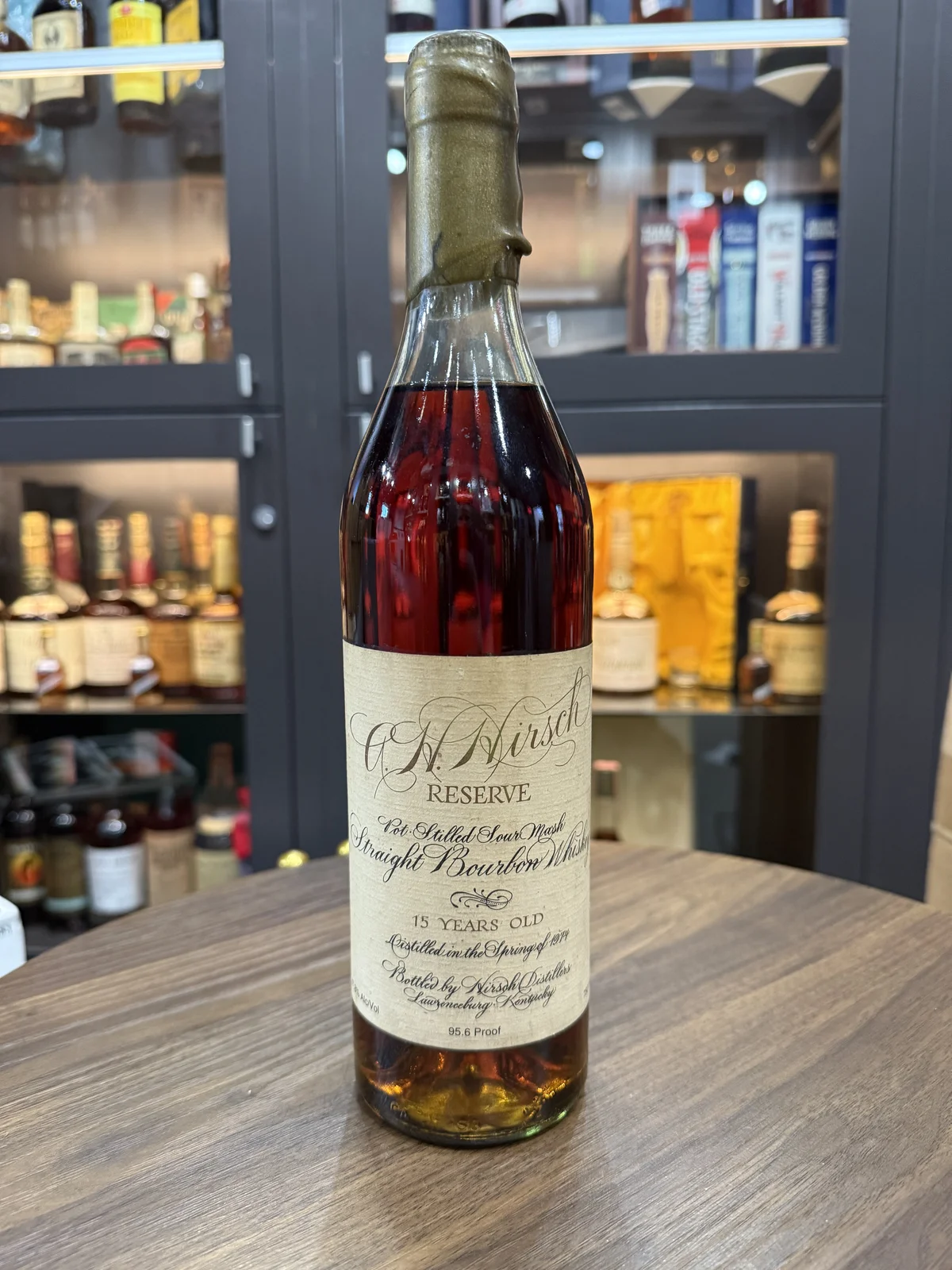 A H Hirsch Reserve 15 year old Script Bottle (gold wax Japanese export) — Portage Liquors