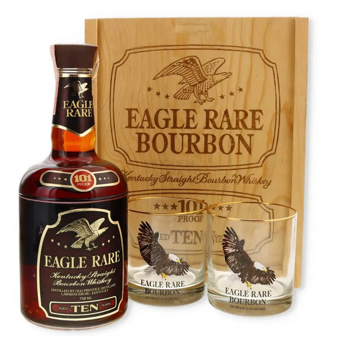 Eagle Rare 101 Proof 10 Year Lawrenceburg Gift Set w/2 Glasses (1982 Release) 750 mL — Portage Liquors