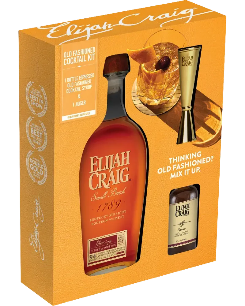 Elijah Craig Small Batch Straight Bourbon Whisky with Old Fashioned Cocktail Mix Kit Jigger Gift — Elijah Craig