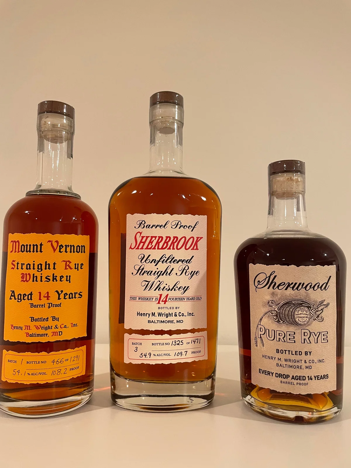 MD Heritage Rye Collection - Mt. Vernon - Sherbrook - Sherwood (3 total bottles) — Maryland Heritage Rye
