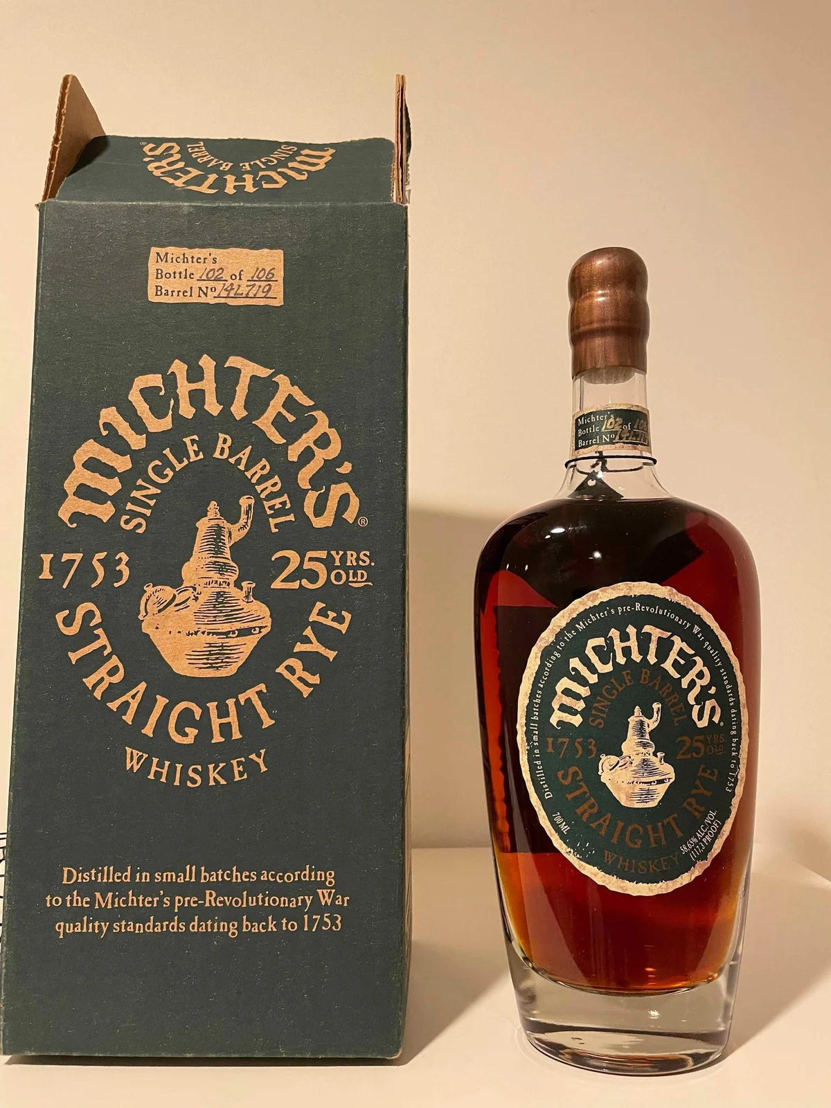 Michter's 25 year Rye - 700ml 2014 Single Barrel — Michter's