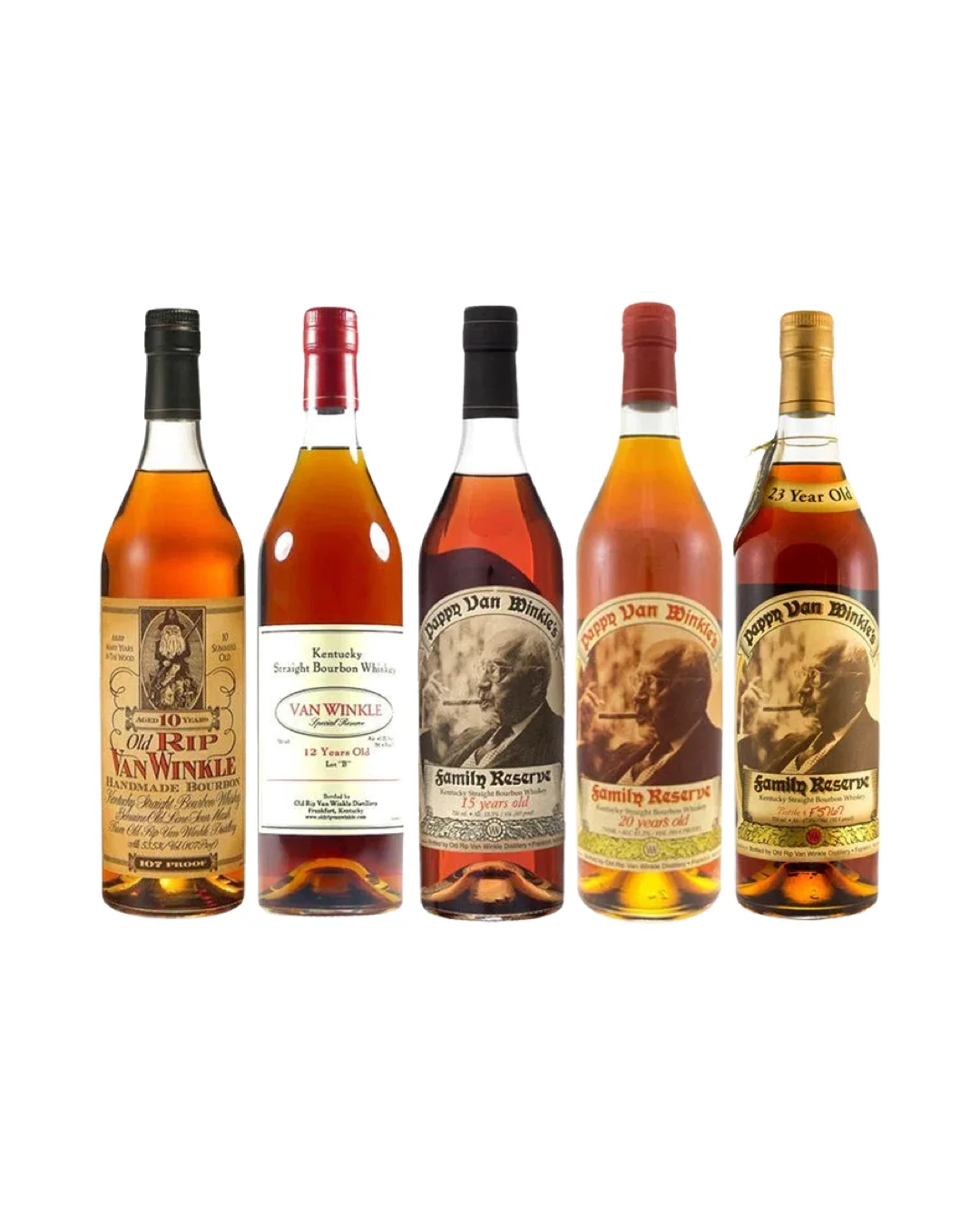 Pappy Van Winkle's 10, 12, 15, 20 & 23 Year Old Bourbon Whiskey Bundle-Pack — Pappy Van Winkle