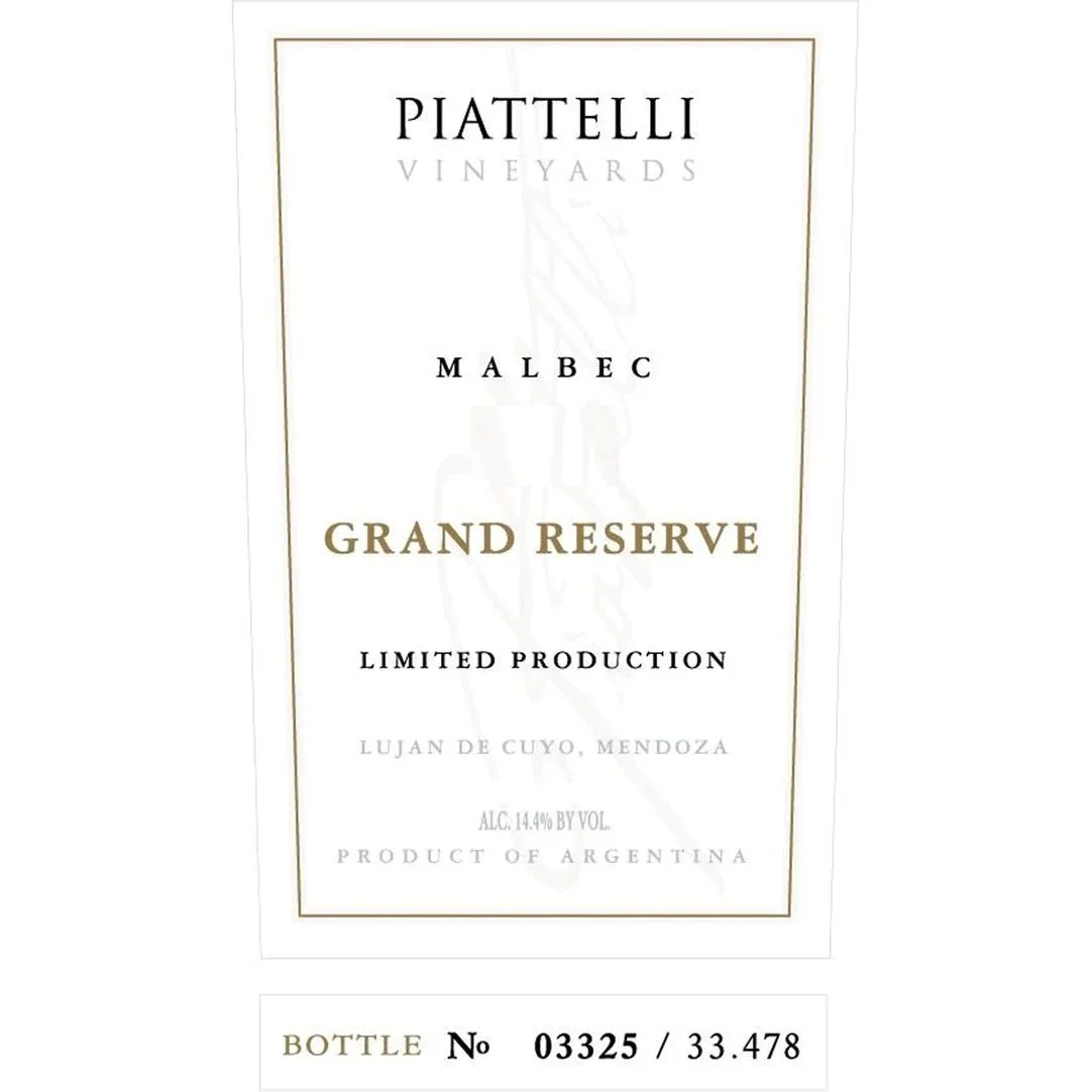Piattelli Vineyards Mendoza Grand Reserve Malbec 750ml — Piattelli