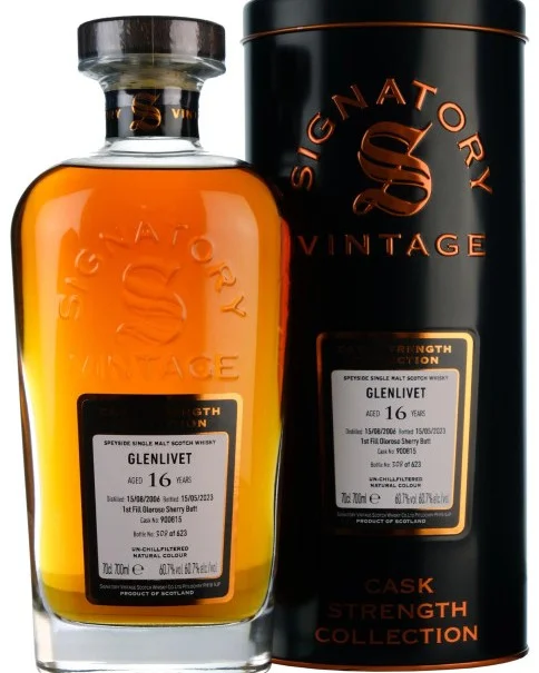 Signatory Vintage Cask Strength Collection Glenlivet 16 Year Old Single Malt Scotch Whisky 700ml — Signatory Vintage