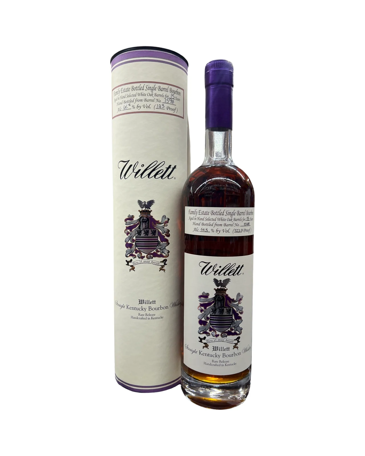 Willett Family Estate Bottled Single Barrel 15 Year Old Barrel No. 1598 Kentucky Straight Bourbon Whiskey — Willett
