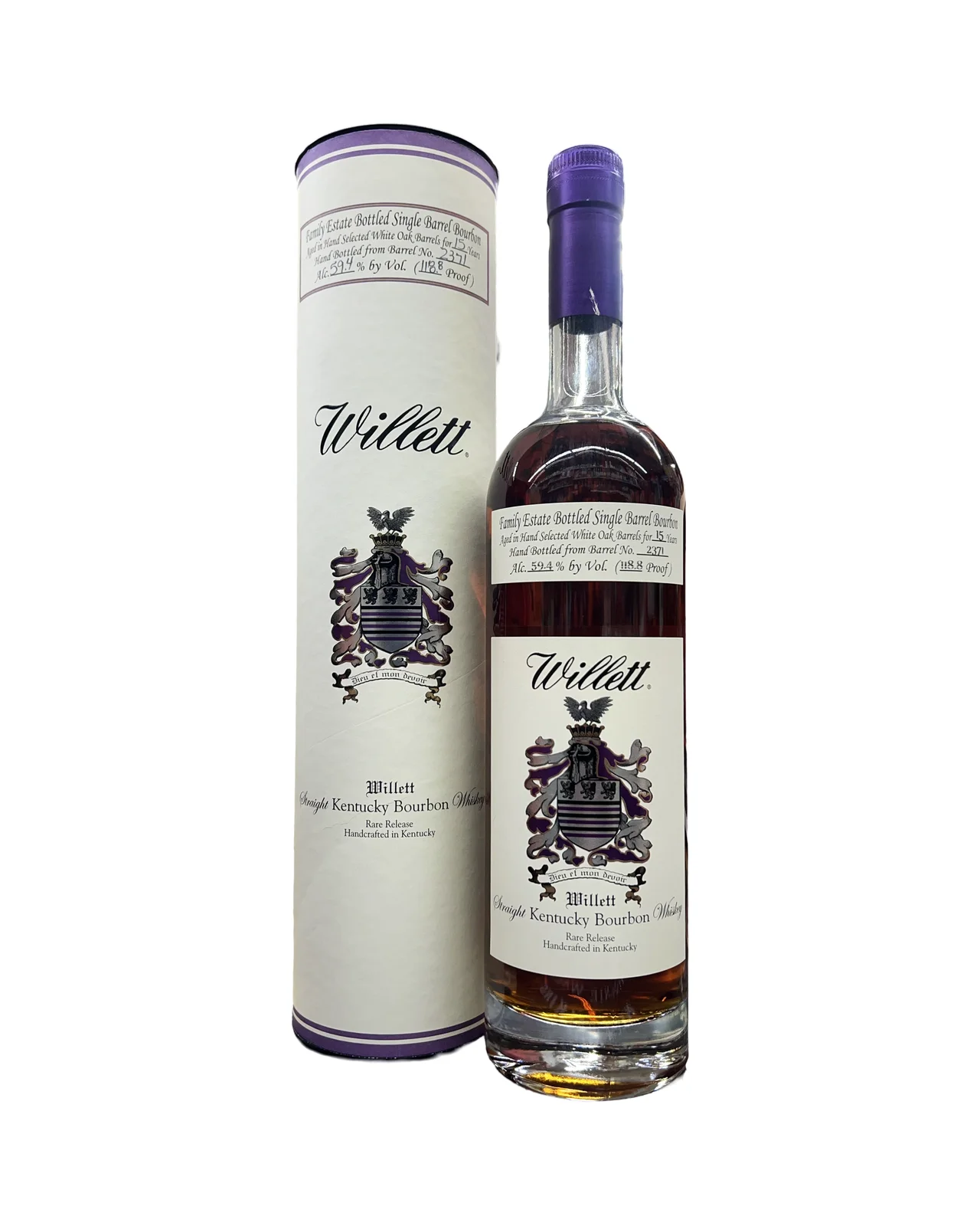 Willett Family Estate Bottled Single Barrel 15 Year Old Barrel No. 2371 Kentucky Straight Bourbon Whiskey — Willett