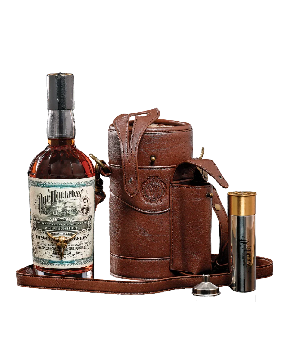 World Whiskey Society Doc Holliday 13 Year Old Straight Bourbon Whiskey with Hunter's Bag & & Bullet Flask — World Whiskey Society